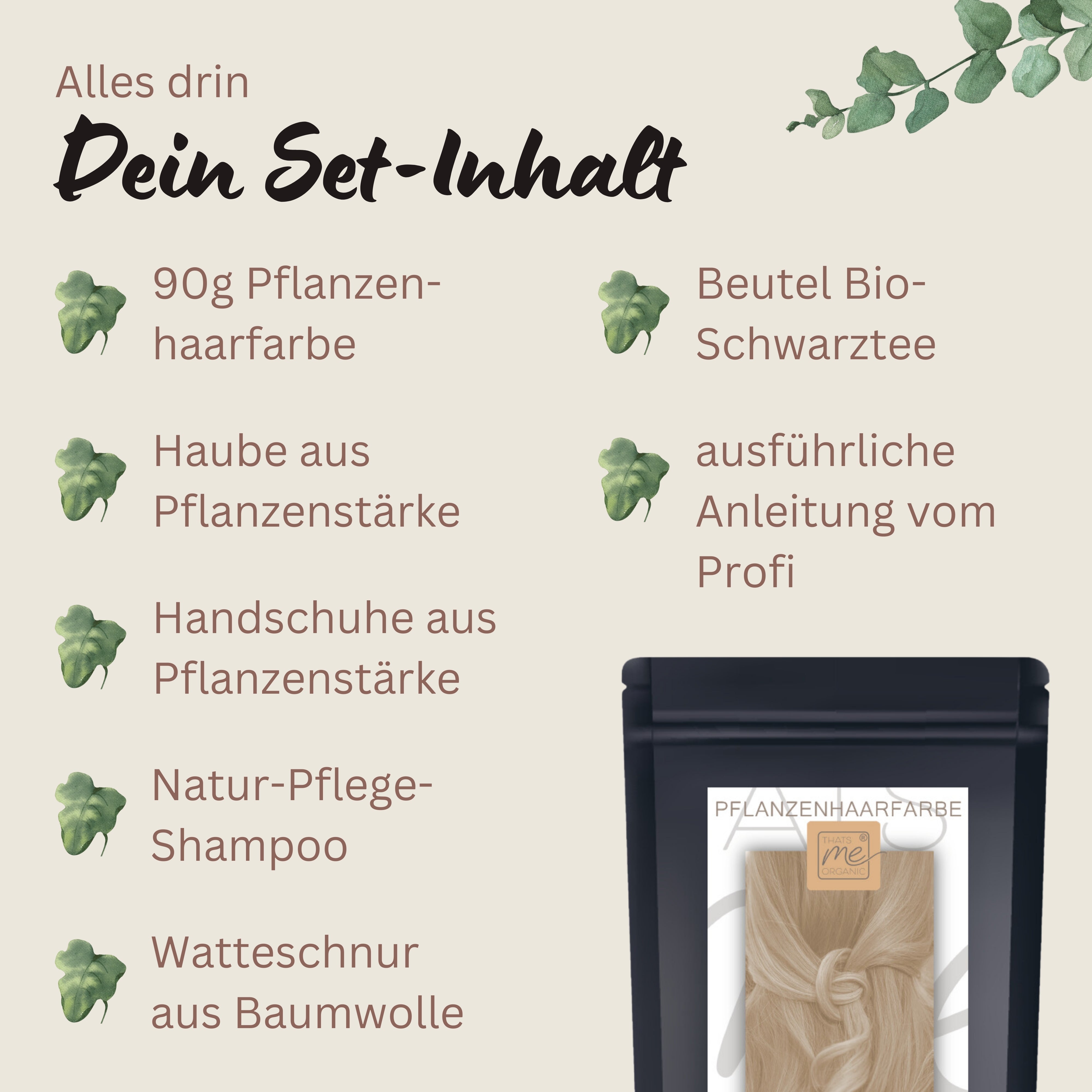 Profi-Pflanzenhaarfarbe SET kühle farblose Volumen-Glanz-Haarpackung "cool shiny hair pack"