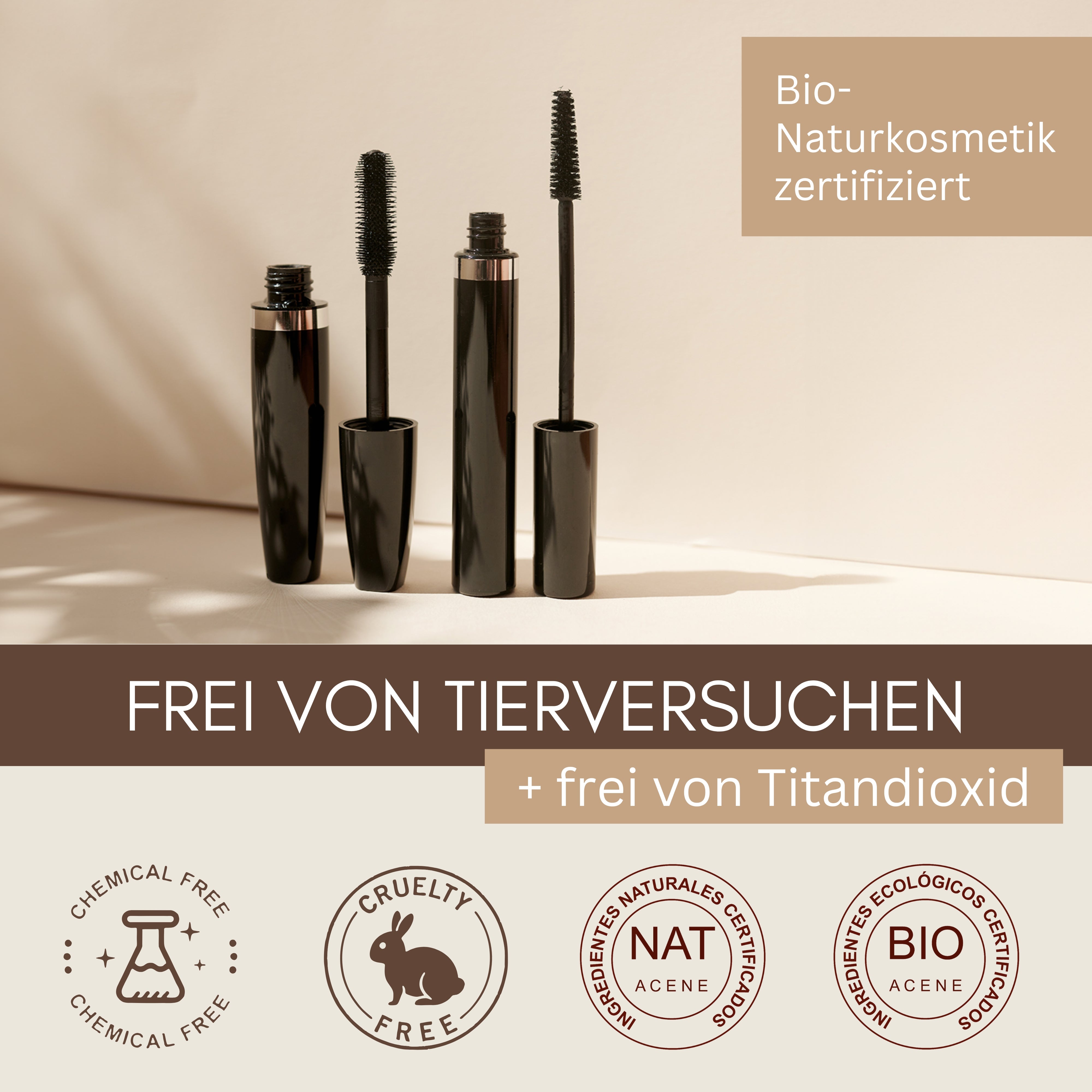 Bio-Mascara "Mega Volume Mascara" für extra voluminöse Wimpern | Wimperntusche | Naturkosmetik