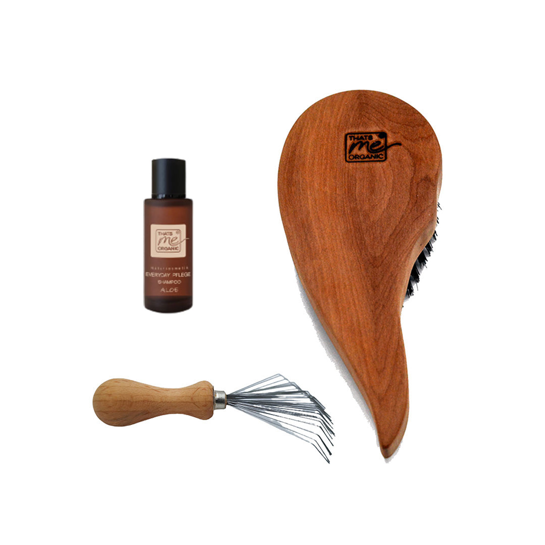 Set economico spazzola per capelli professionale a forma di goccia + detergente per spazzole + shampoo curativo