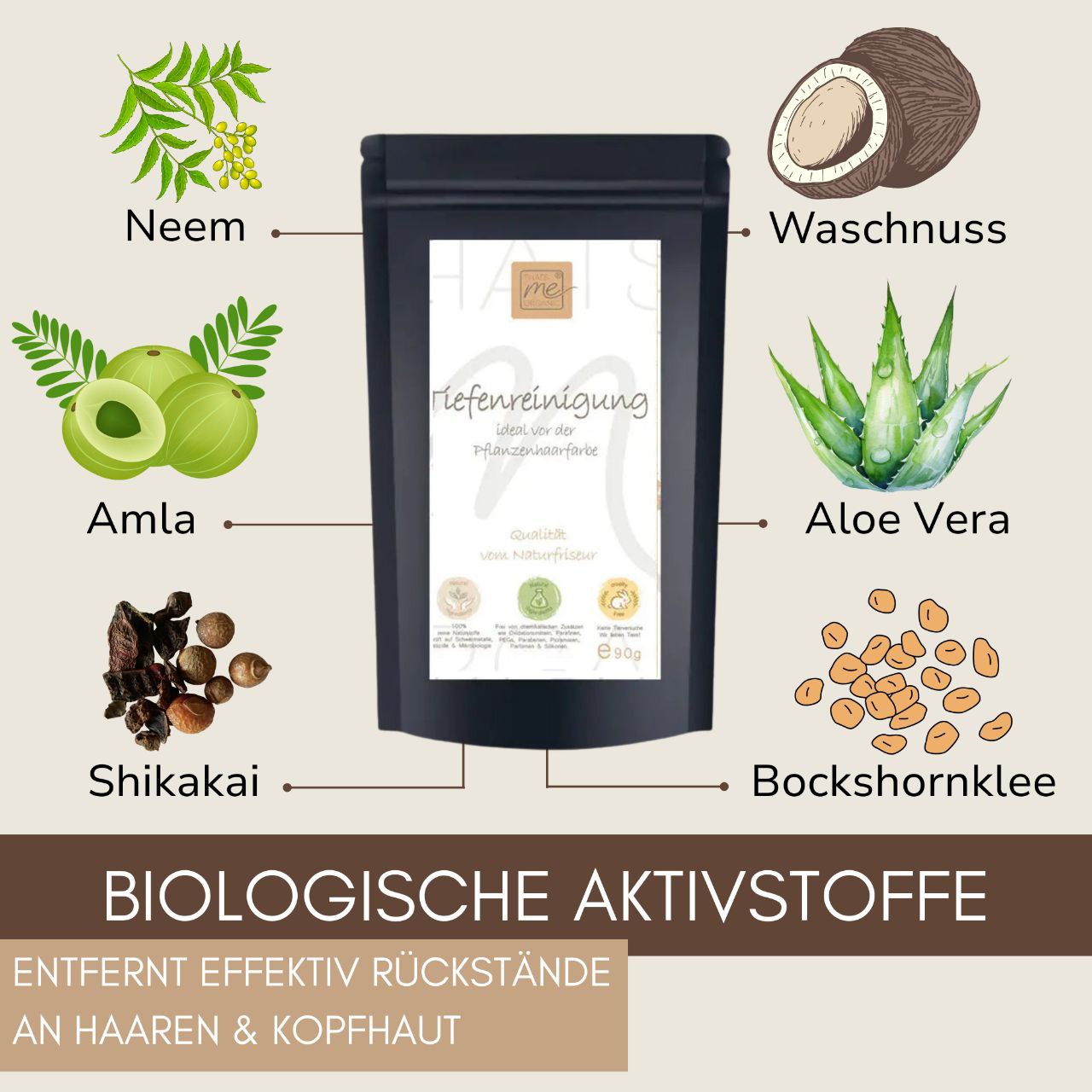 ORGANIC deep cleansing - the ideal pre-treatment before your herbal hair color 90g