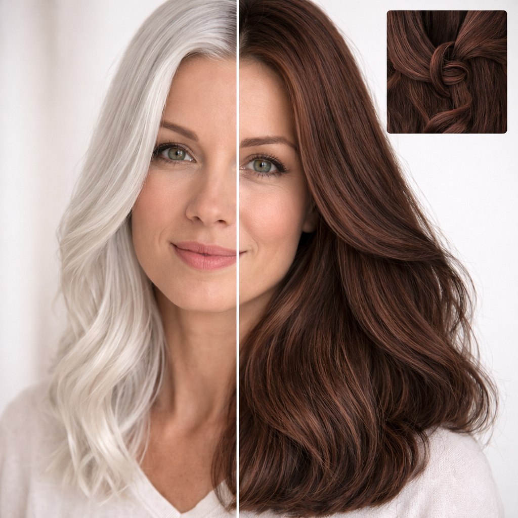 Profi-Pflanzenhaarfarbe SET kühles dunkles Mahagony-Braun "cool deep mahagony brown"