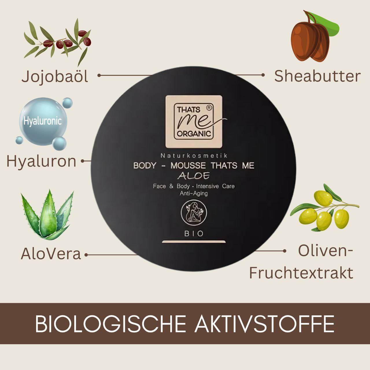 ORGANIC Body Mousse Aloe - Face &amp; Body Intensive Care &amp; Anti-Aging 200ml natural cosmetics