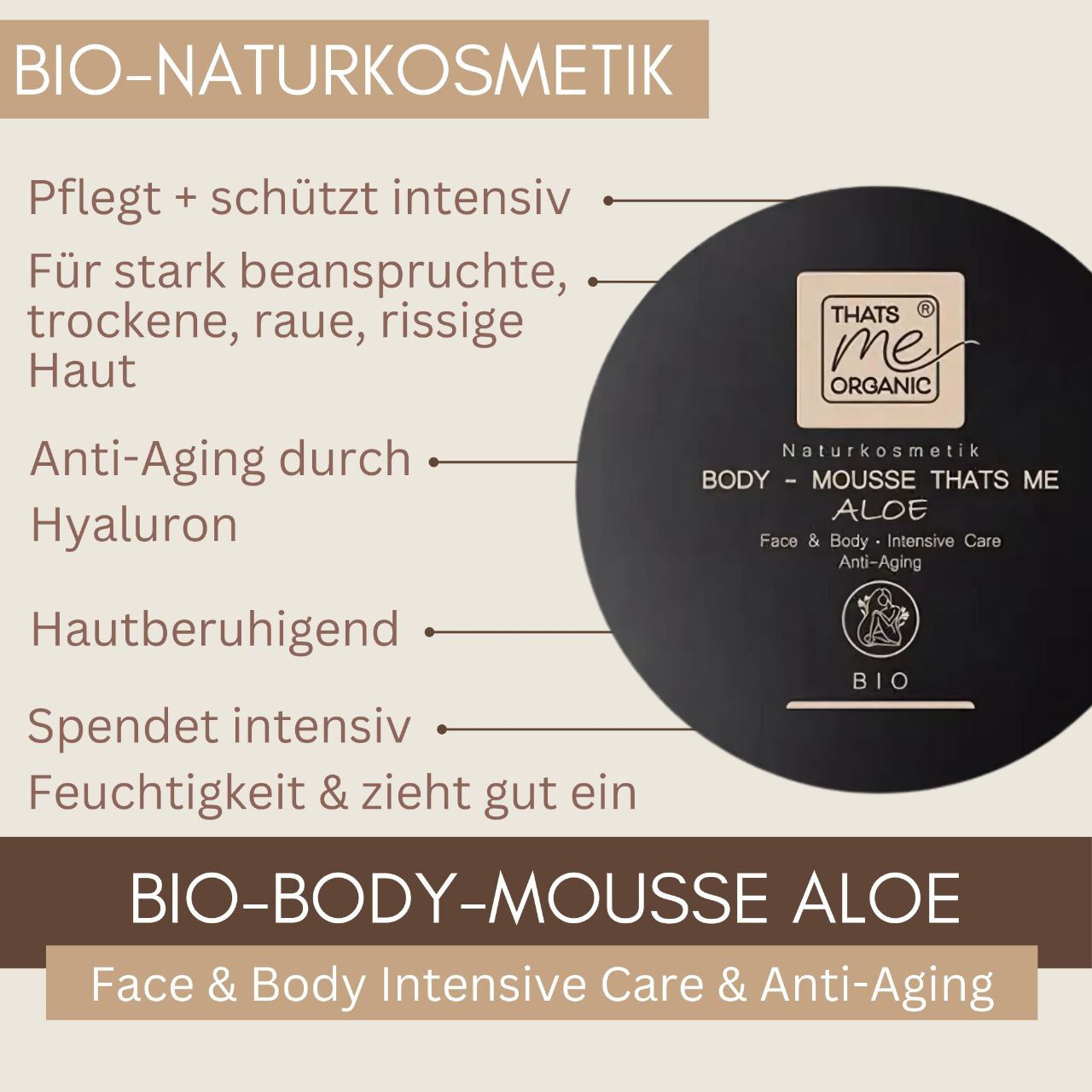 ORGANIC Body Mousse Aloe - Face &amp; Body Intensive Care &amp; Anti-Aging 200ml natural cosmetics