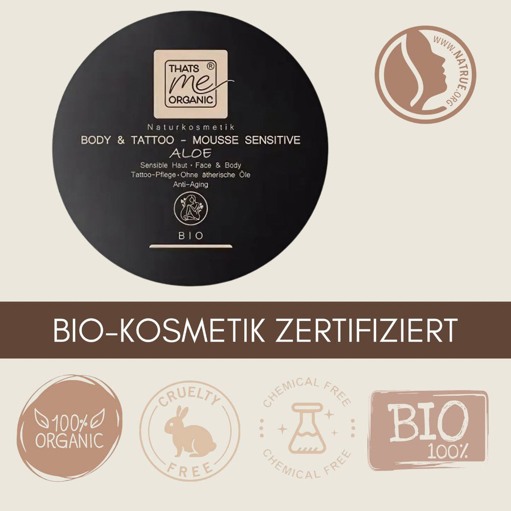 BIO-Body + Tattoo-Mousse sensitive Körperbutter Aloe mit Hyaluron 200ml Naturkosmetik