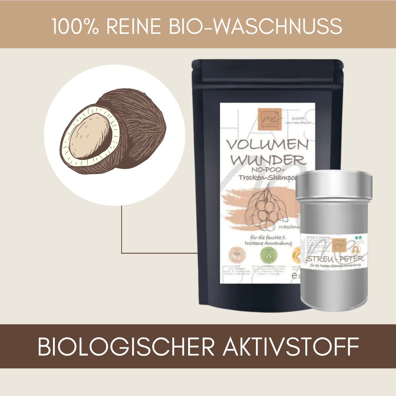 NOVITÀ: SET RISPARMIO ORGANICO volume miracoloso - No Poo + shampoo secco + "Sstreu-Peter"