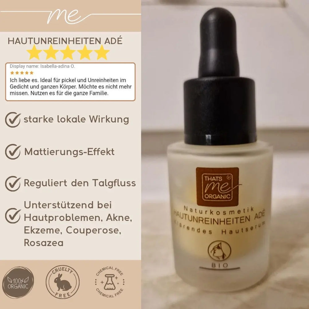 BIO-HAUTUNREINHEITEN ADÉ - Klärendes Hautserum mit Hyaluron 15ml Naturkosmetik