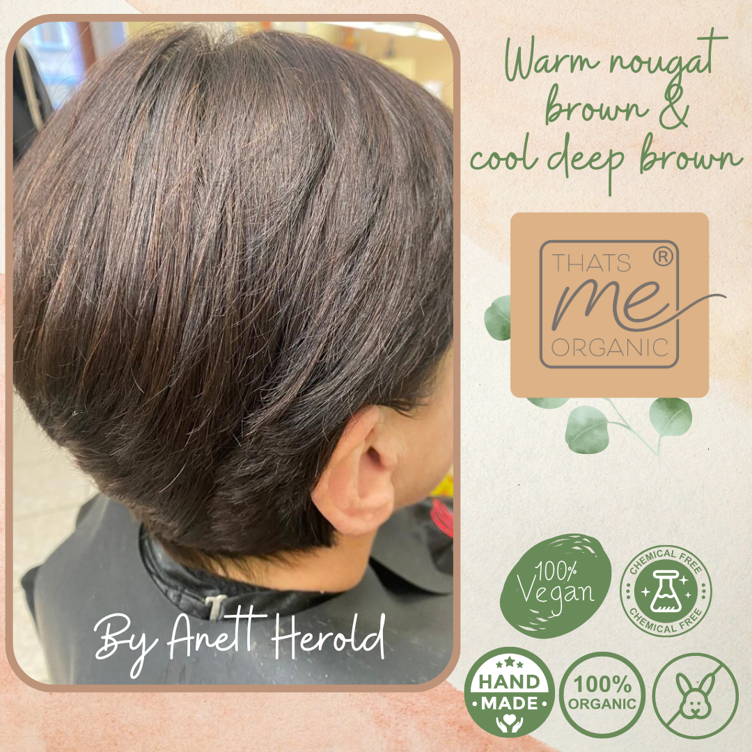 Colorazione professionale per capelli vegetale marrone nocciola caldo "marrone torrone caldo" confezione di ricarica da 90 g