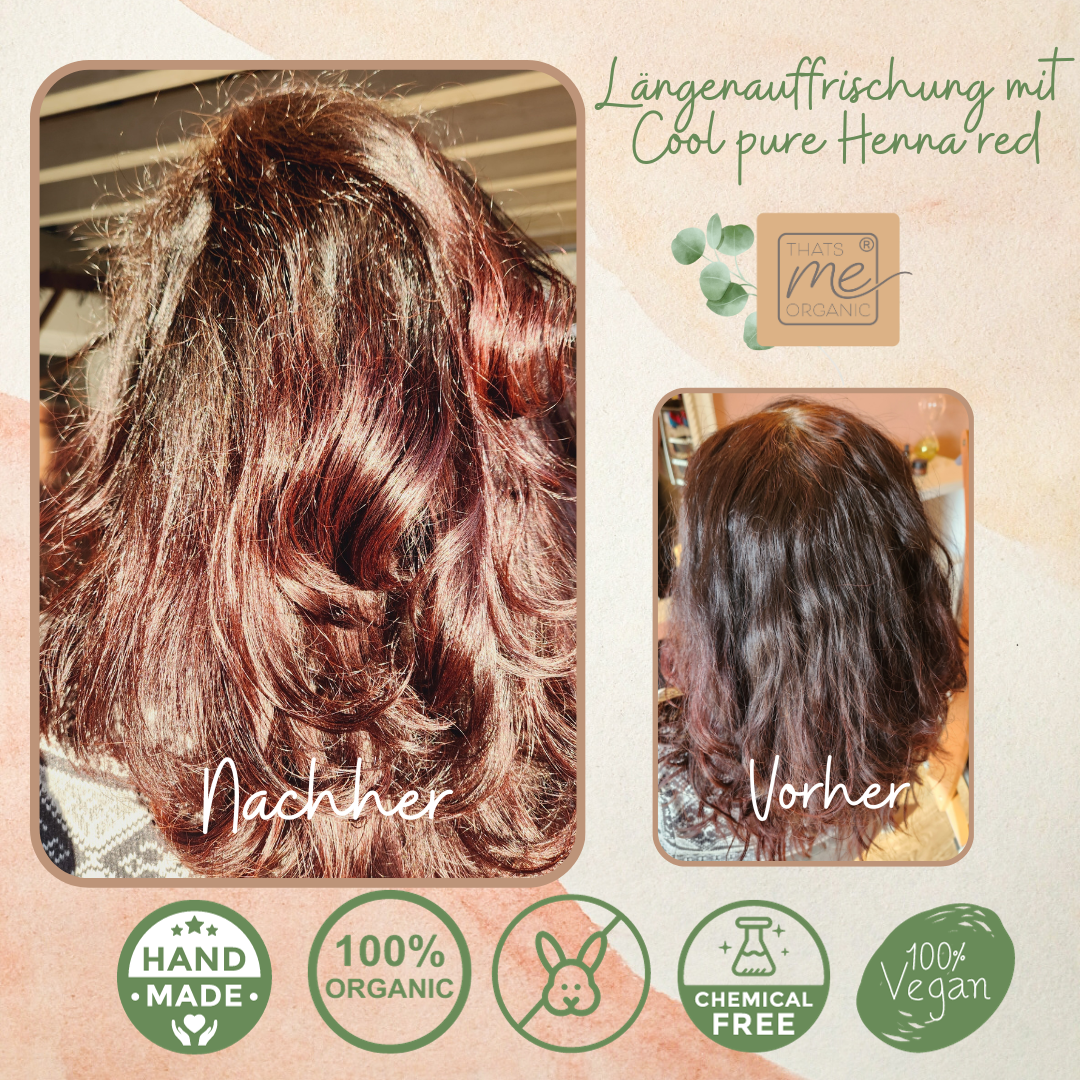 Tintura vegetale professionale per capelli "henné puro rosso freddo - rosso hennè puro freddo" confezione di ricarica da 90 g
