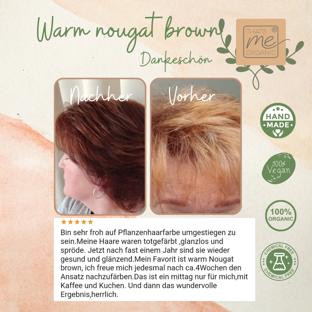 Professional plant hair color SET warm nougat brown "warm nougat brown" 