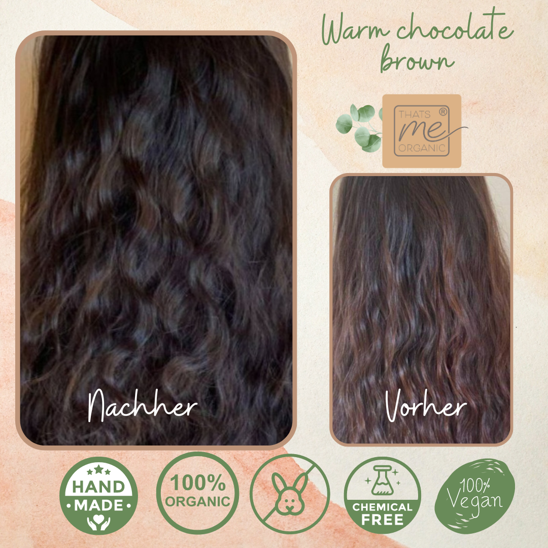 Tintura professionale per capelli vegetali marrone cioccolato caldo "marrone cioccolato caldo" confezione di ricarica da 90 g 