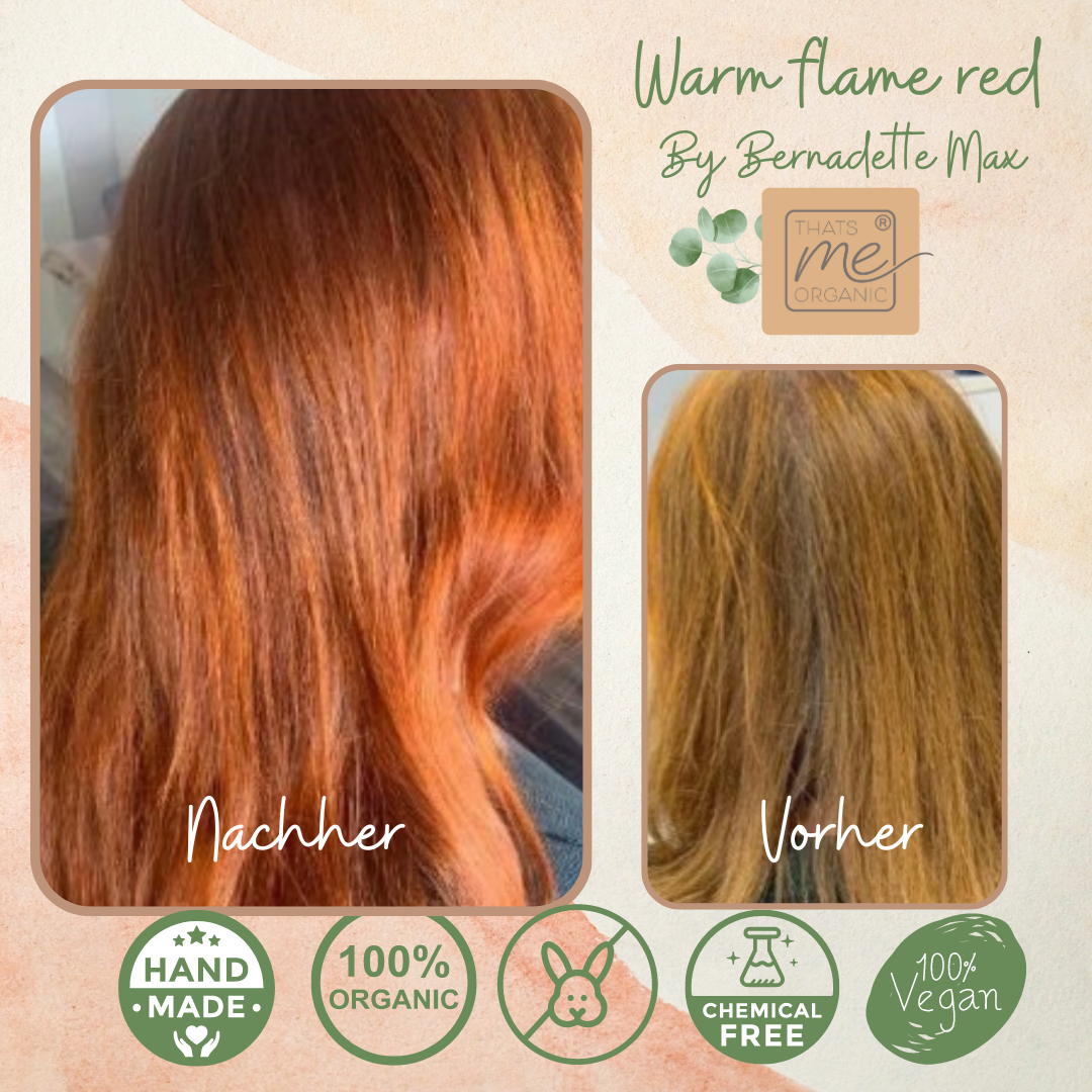 Tinta vegetale professionale per capelli “rosso fiamma calda” confezione di ricarica da 90 g 