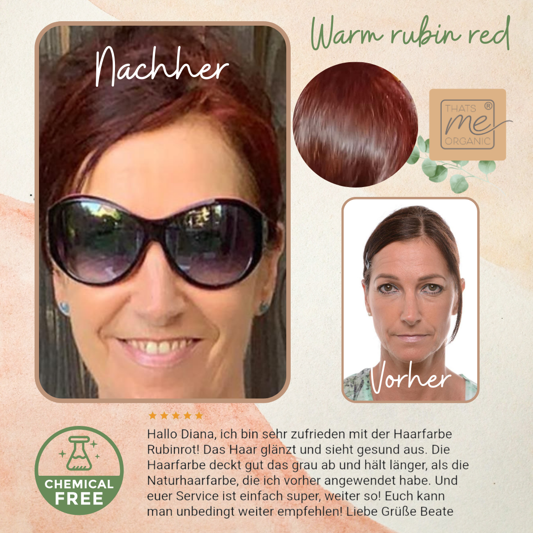 Tinta vegetale professionale per capelli "rosso rubino caldo - rosso rubino caldo" confezione di ricarica da 90 g 