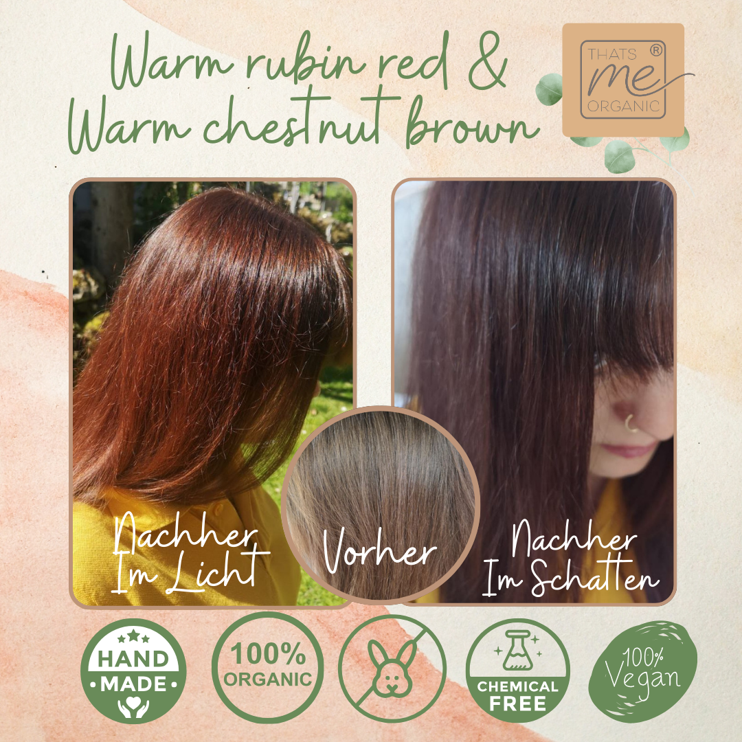 SET tinture vegetali professionali per capelli "rosso rubino caldo - rosso rubino caldo" 