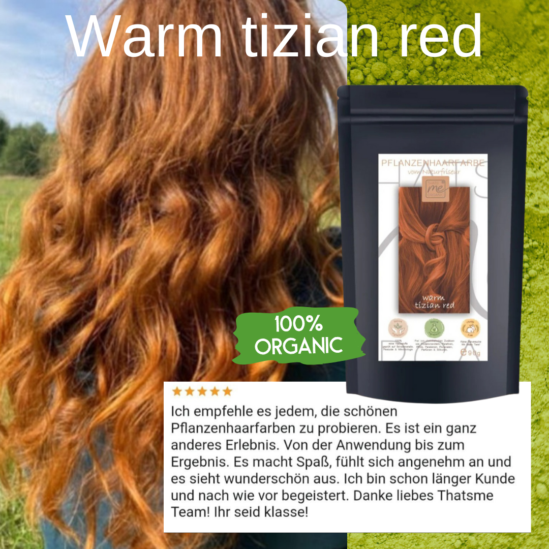 Profi-Pflanzenhaarfarbe SET warmes Kupfer-Rot "warm tizian red"