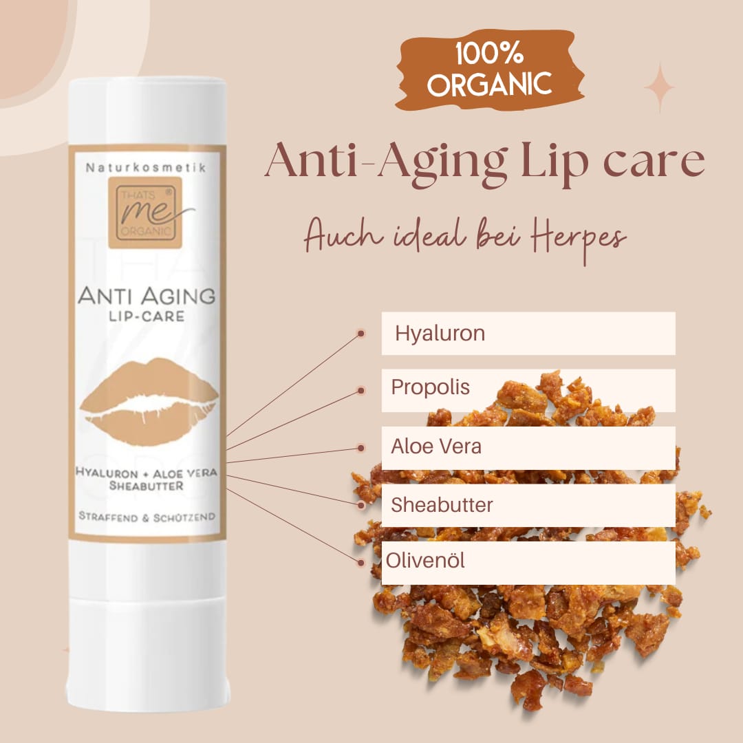 ANTI-AGING LIP-CARE Lippenpflegestift mit Propolis, Hyaluron, Aloe Vera & Sheabutter