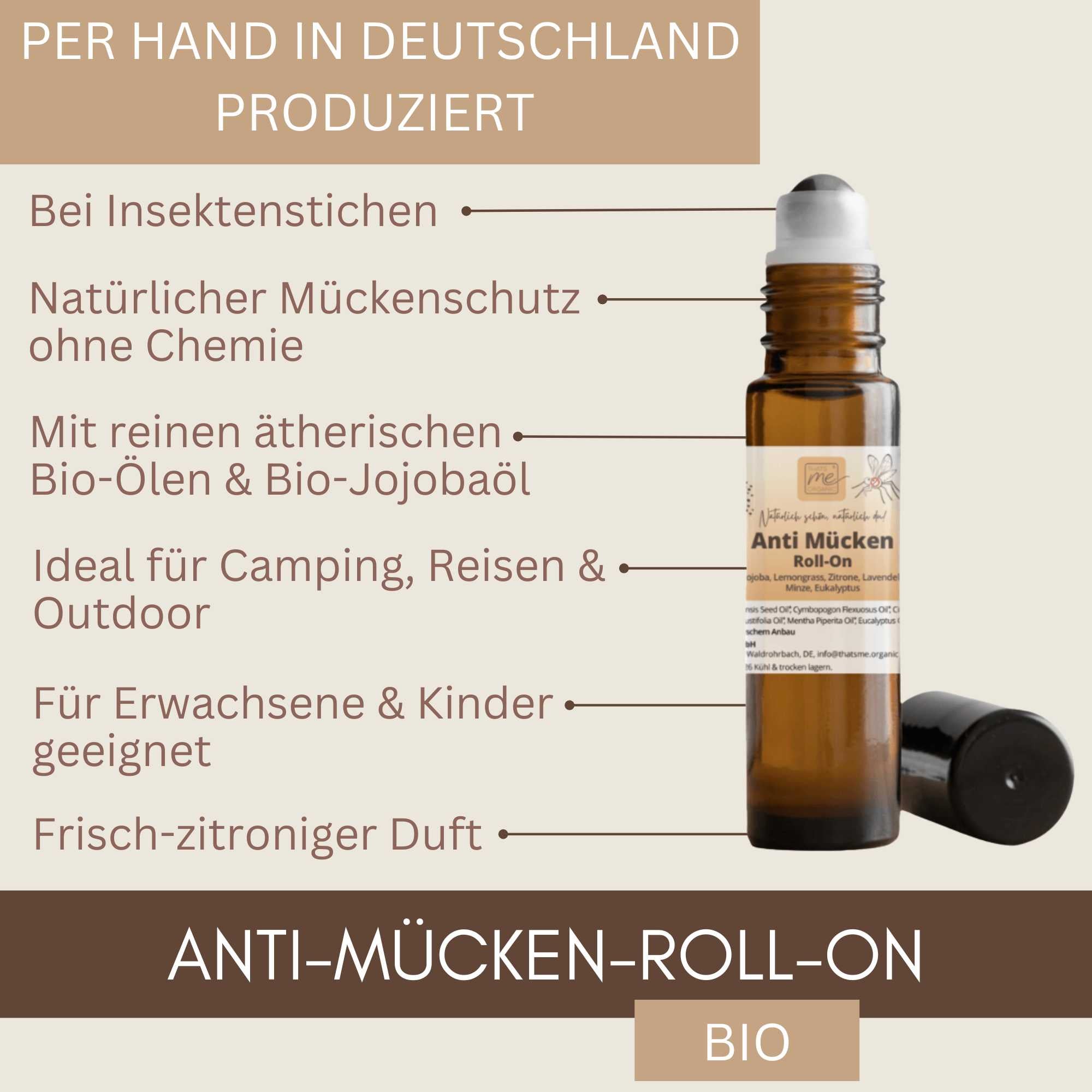 Bio Anti Mücken Roll-On ideal für Reisen, Camping, Wandern, Fahrrad und Outdoor Aktivitäten.