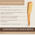 Basen Berta vegane Wellness-Badebürste mit langem geschwungenem Holzstiel für Basenbad, Dusche und Körperpeeling