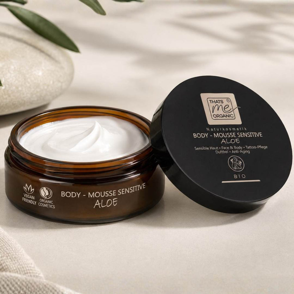 BIO Body Mousse Sensitive Aloe Naturkosmetik – reichhaltige Pflege für empfindliche Haut mit cremiger Mousse-Textur.