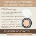 Bio Einzel Lidschatten Champagne Beige mit langanhaltender Formel, ohne Bröseln, ohne Fallout und titandioxidfrei