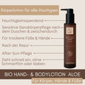 Bio Hand and Body Lotion Aloe als feuchtigkeitsspendende Körperlotion für Hände, Füße und empfindliche Haut nach dem Duschen oder Rasieren.