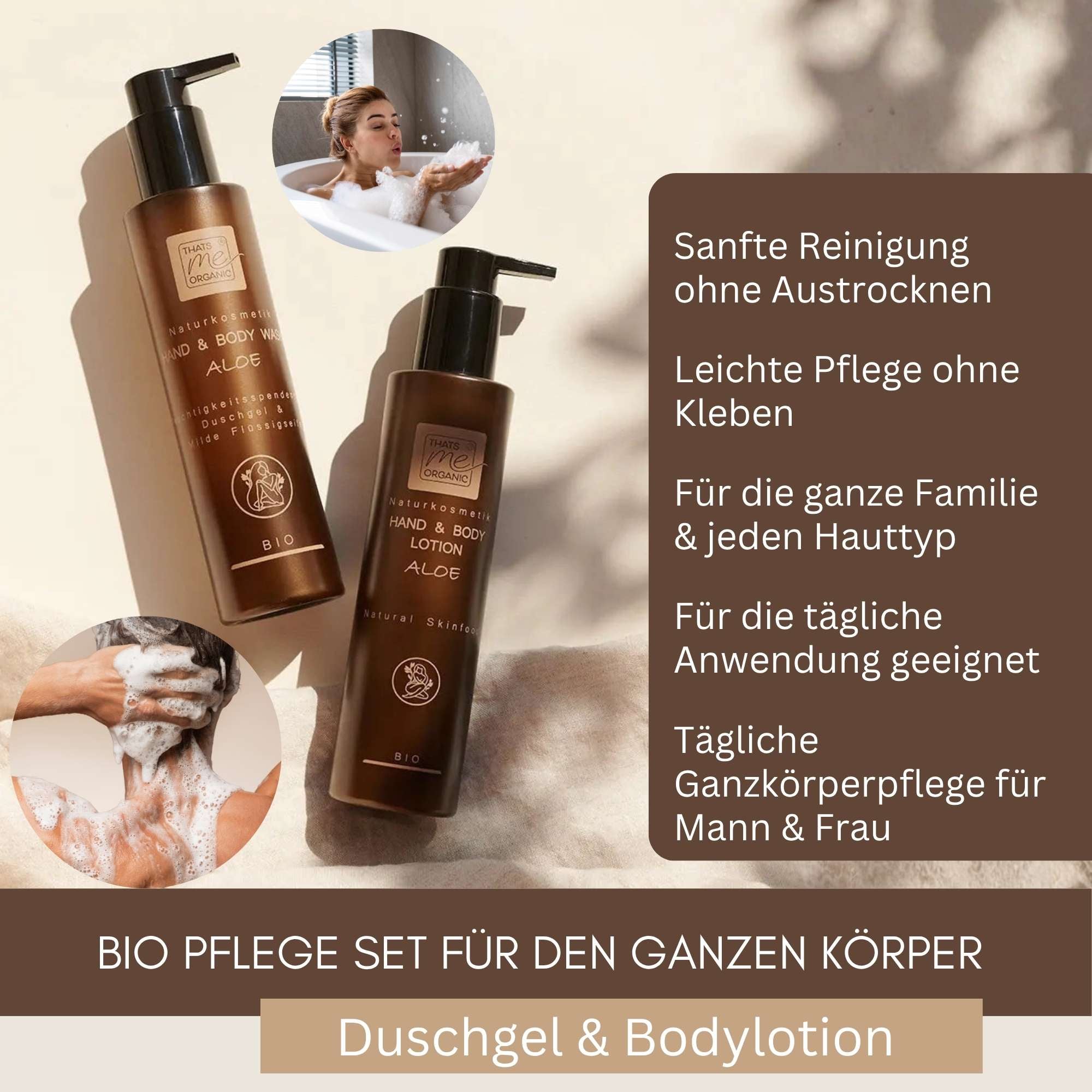 Bio Hand and Body Set Aloe für sanfte Reinigung und leichte Pflege ohne Austrocknen für die ganze Familie.