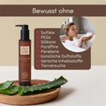 Bio Hand and Body Wash Aloe ohne Sulfate, PEGs, Silikone, Paraffine, Parabene und künstliche Duftstoffe.