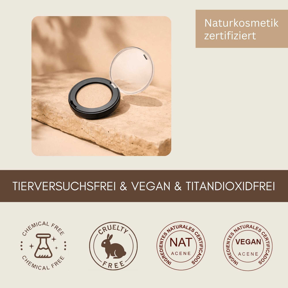 Bio Einzel Lidschatten Champagne Beige mit Naturkosmetik Zertifizierung, vegan und tierversuchsfrei