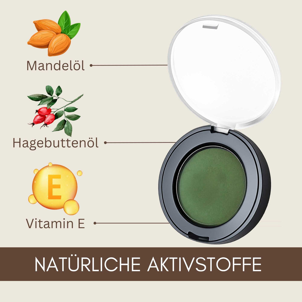 Bio Lidschatten Green Paradise mit natürlichen Aktivstoffen wie Mandelöl, Hagebuttenöl und Vitamin E