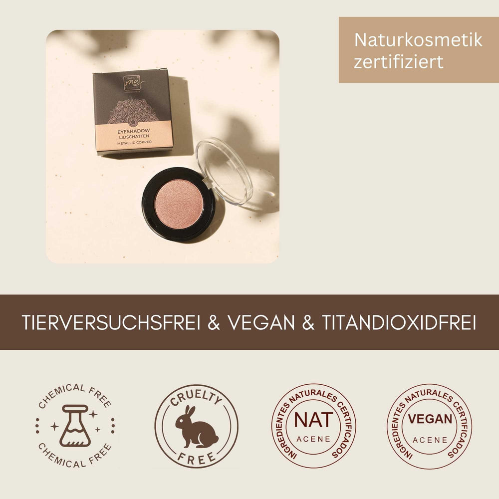 Bio Einzel Lidschatten Metallic Copper Brown mit Verpackung, Naturkosmetik zertifiziert, vegan und tierversuchsfrei
