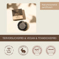 Bio Einzel Lidschatten Smokey Eyes mit Verpackung sowie Hinweis auf vegan, tierversuchsfrei und titandioxidfrei