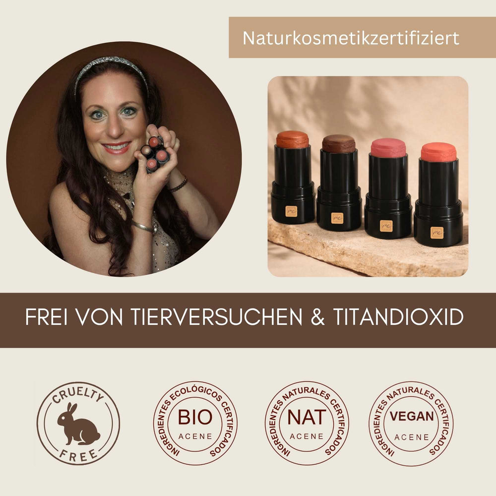 Bio-zertifizierter 3-in-1 Lippenstift Golden Sienna, vegan, tierversuchsfrei und ohne Titandioxid