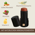 3-in-1 Bio Lippenstift Golden Sienna mit süßem Mandelöl, Rizinusöl, Vitamin E und natürlichen Mineralpigmenten