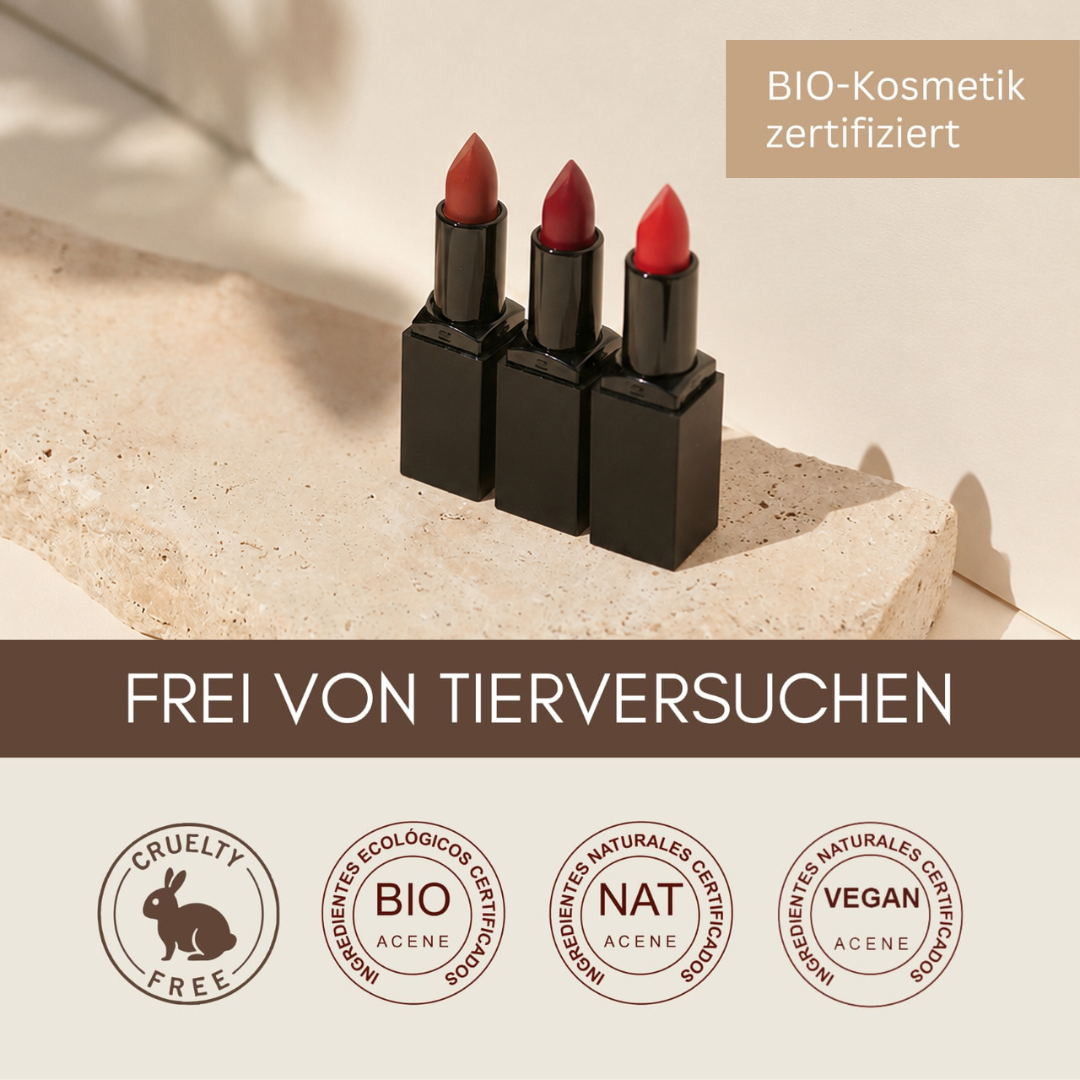 Luxury Bio Lippenstift ohne Titandioxid | 3 Nuancen