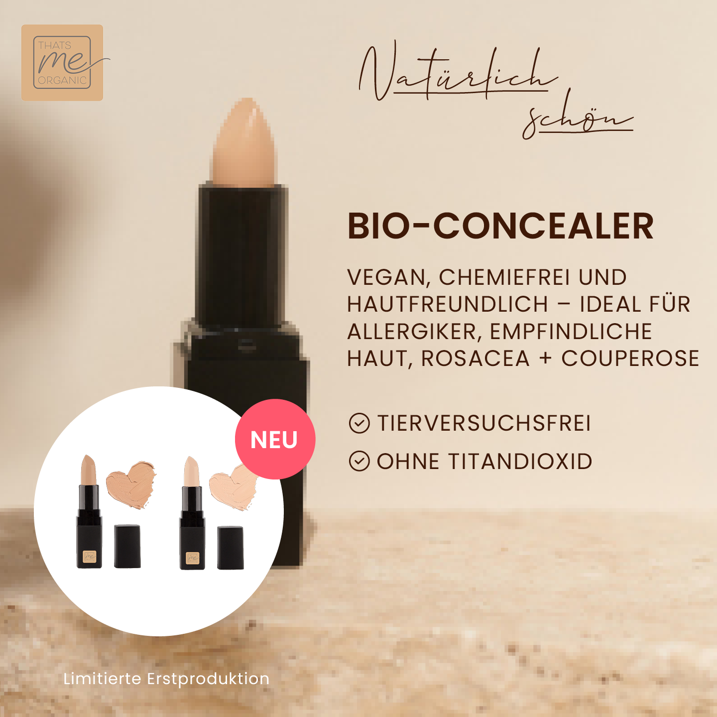 Bio-Concealer | natürlich, vegan + effektiv – für Makellose Haut in 2 Nuancen