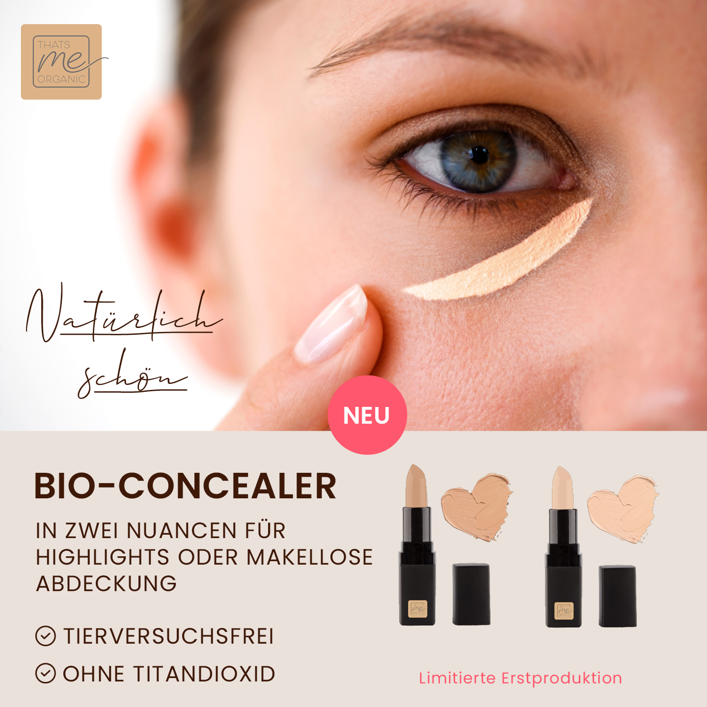 Bio-Concealer | natürlich, vegan + effektiv – für Makellose Haut in 2 Nuancen