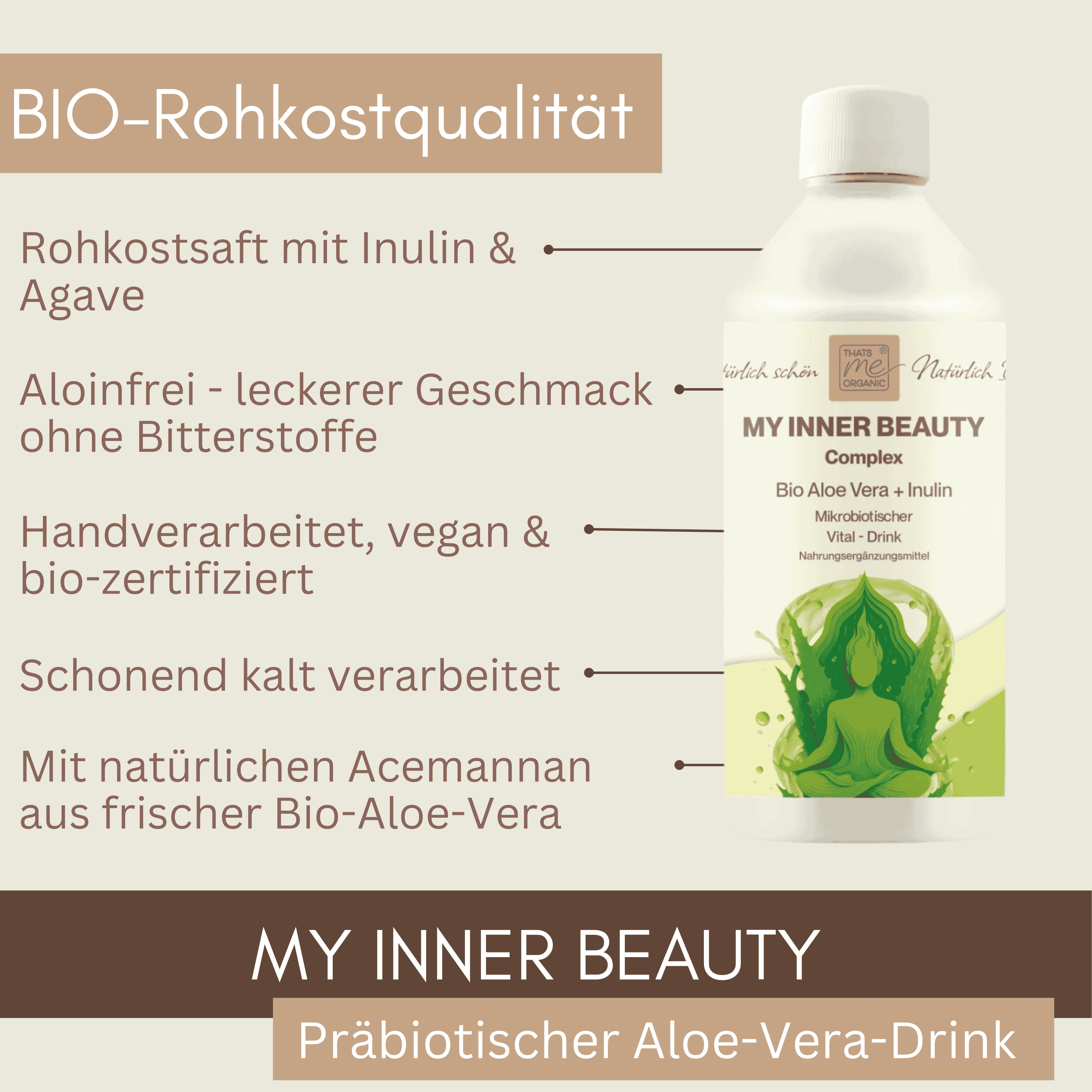 NEU: Bio-Aloe Saft "My Inner Beauty" präbiotischer Vital-Drink 500ml