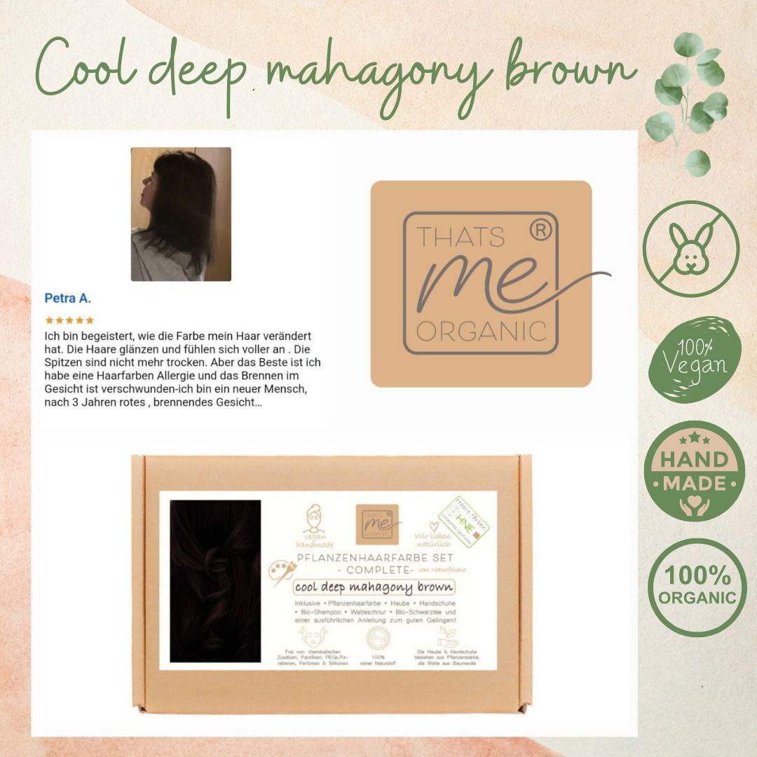 Profi-Pflanzenhaarfarbe SET kühles dunkles Mahagony-Braun "cool deep mahagony brown"
