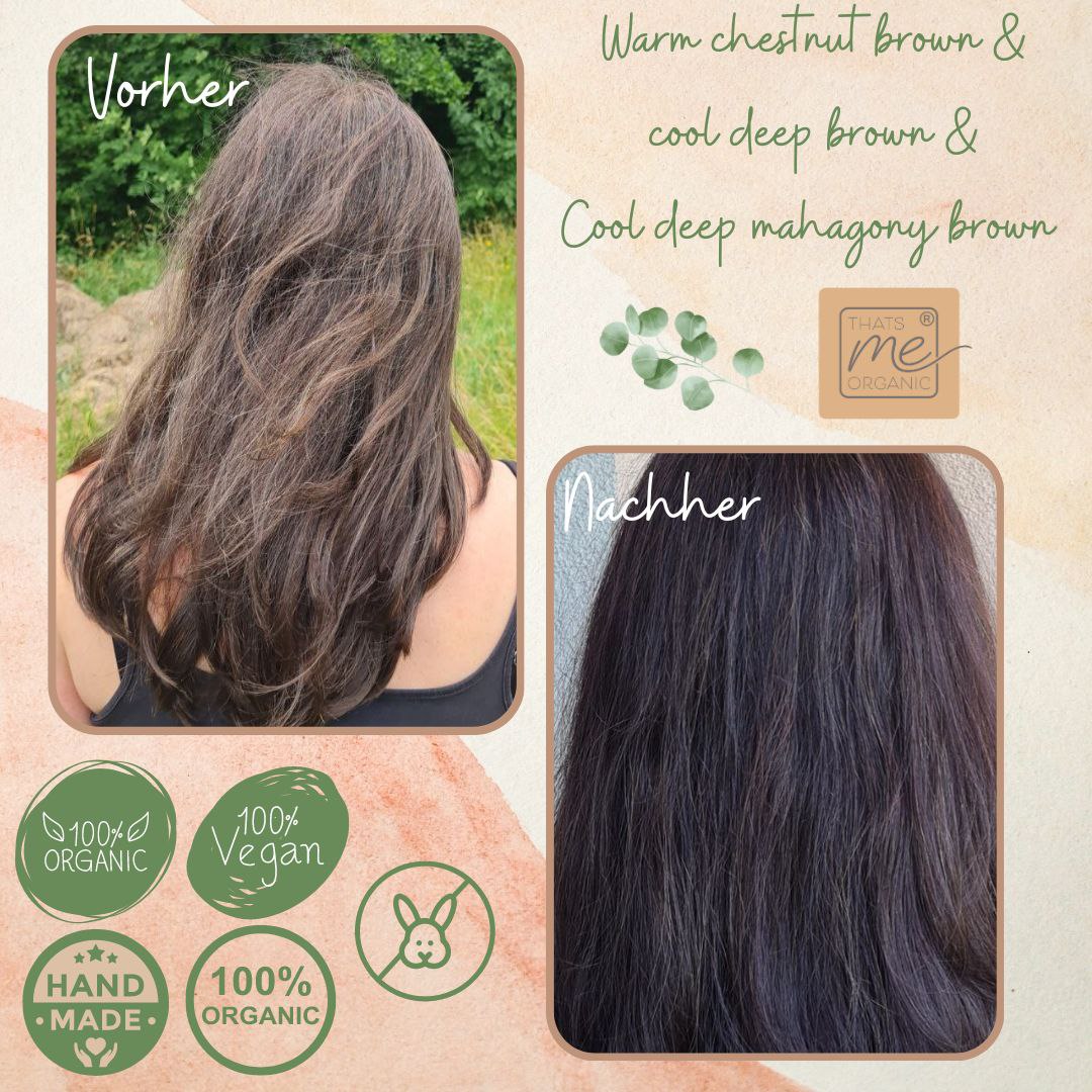 Professional plant hair color SET “warm chestnut brown” 