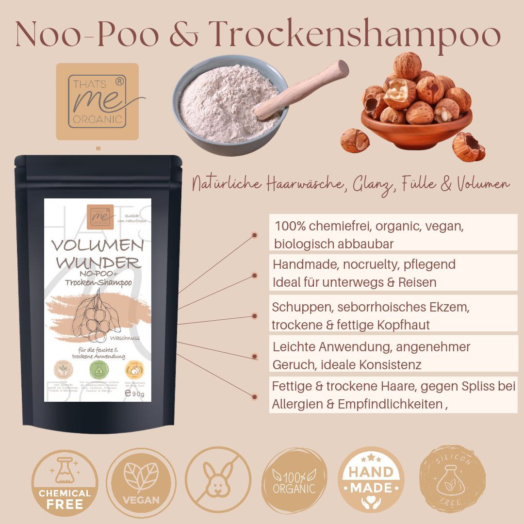 NEW: SAVING SET ORGANIC volume miracle - No Poo + dry shampoo + "Sstreu-Peter"