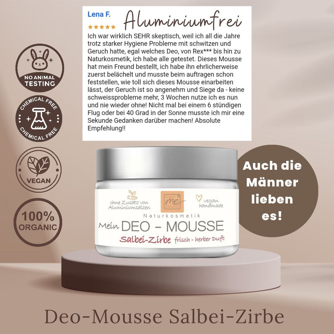 Deo-Mousse Salbei Zirbe 24h+ Deo wie Creme ohne Aluminium Naturkosmetik 50ml