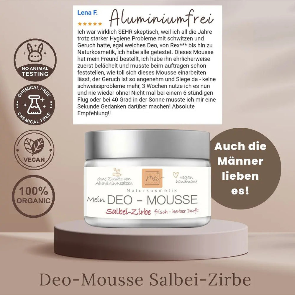 BIO-Deo-Mousse Salbei & Zirbe – Naturkosmetik Deo ohne Aluminium | 50 ml