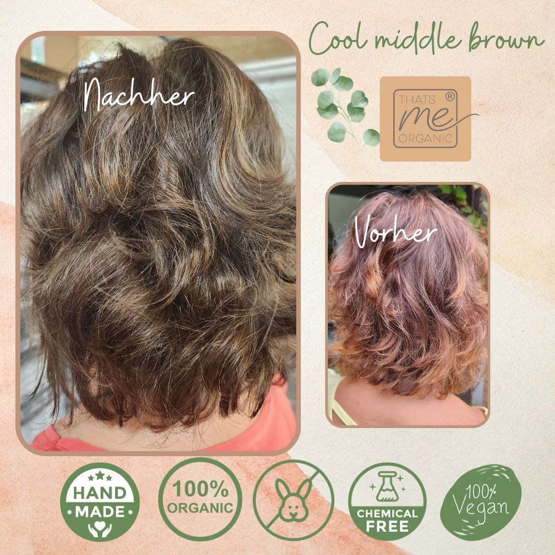 Professional plant hair color "Cool medium brown - cool middle brown" 90g refill pack