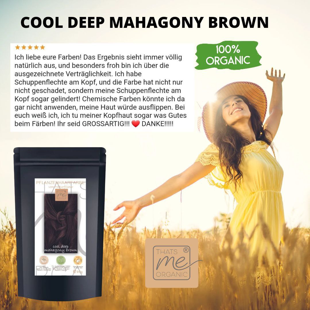 Professional plant hair color cool dark mahogany brown "cool deep mahogany brown" 90g refill pack