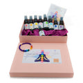 Chakra Aromatherapie Aura-, Raumduft-, Yoga- &  Meditationsspray Set in Geschenkbox + Chakra-Edelstein-Armband – für energetische Balance