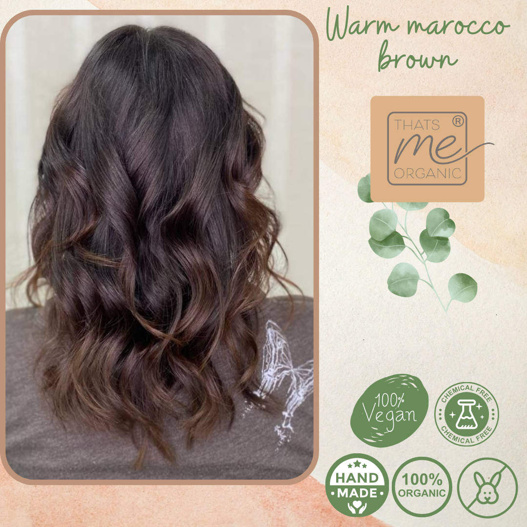 Tintura professionale per capelli vegetali marrone caldo del Marocco "marrone caldo del Marocco" confezione di ricarica da 90 g