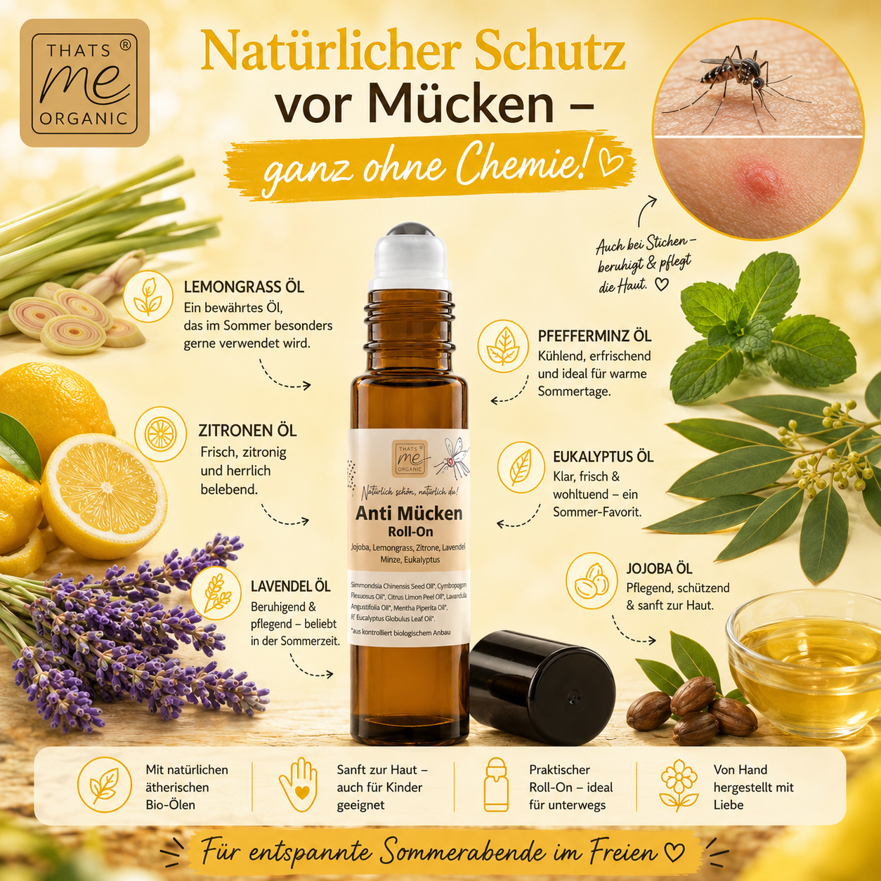 Bio-Anti-Mücken Roll-On | Natürlicher Mückenschutz ohne Chemie