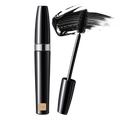 Thats me Organic® Black Mega Volume Mascara Tube mit Stift und einem Streifen schwarzer Bio Wimperntusche, hergestellt aus natürlichen Inhaltsstoffen, abgebildet auf weißem Hintergrund.