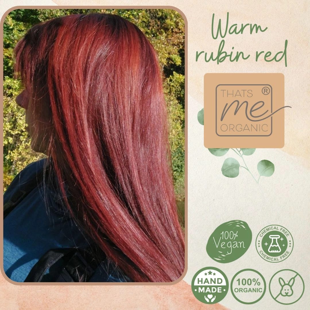 Profi-Pflanzenhaarfarbe "warmes Rubin-Rot - warm rubin red" 90g Nachfüllpack