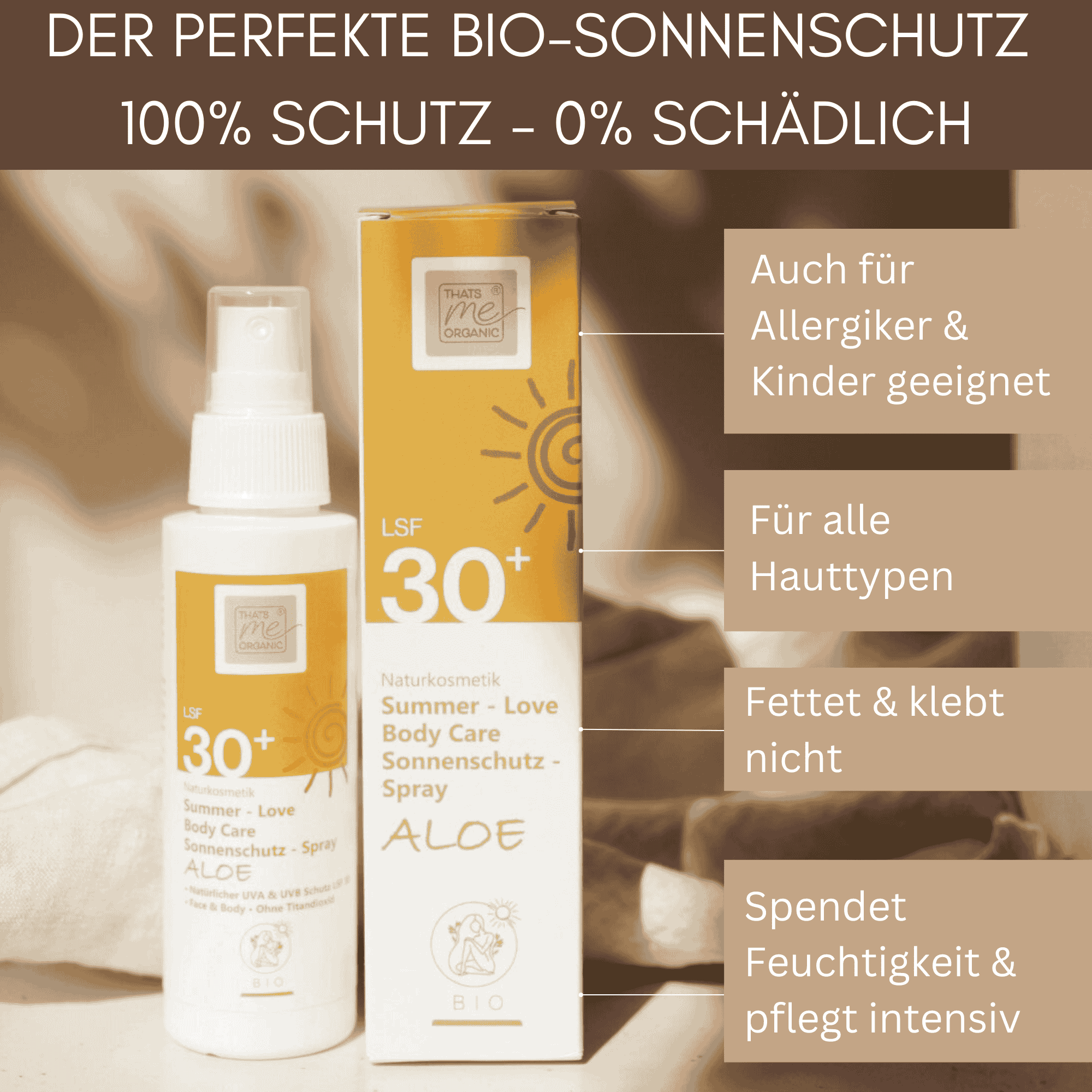 Summer Love Body Care Sonnenschutz Spray Aloe LSF 30 mit leichter Textur – fettet nicht, klebt nicht und spendet Feuchtigkeit für gepflegte Haut