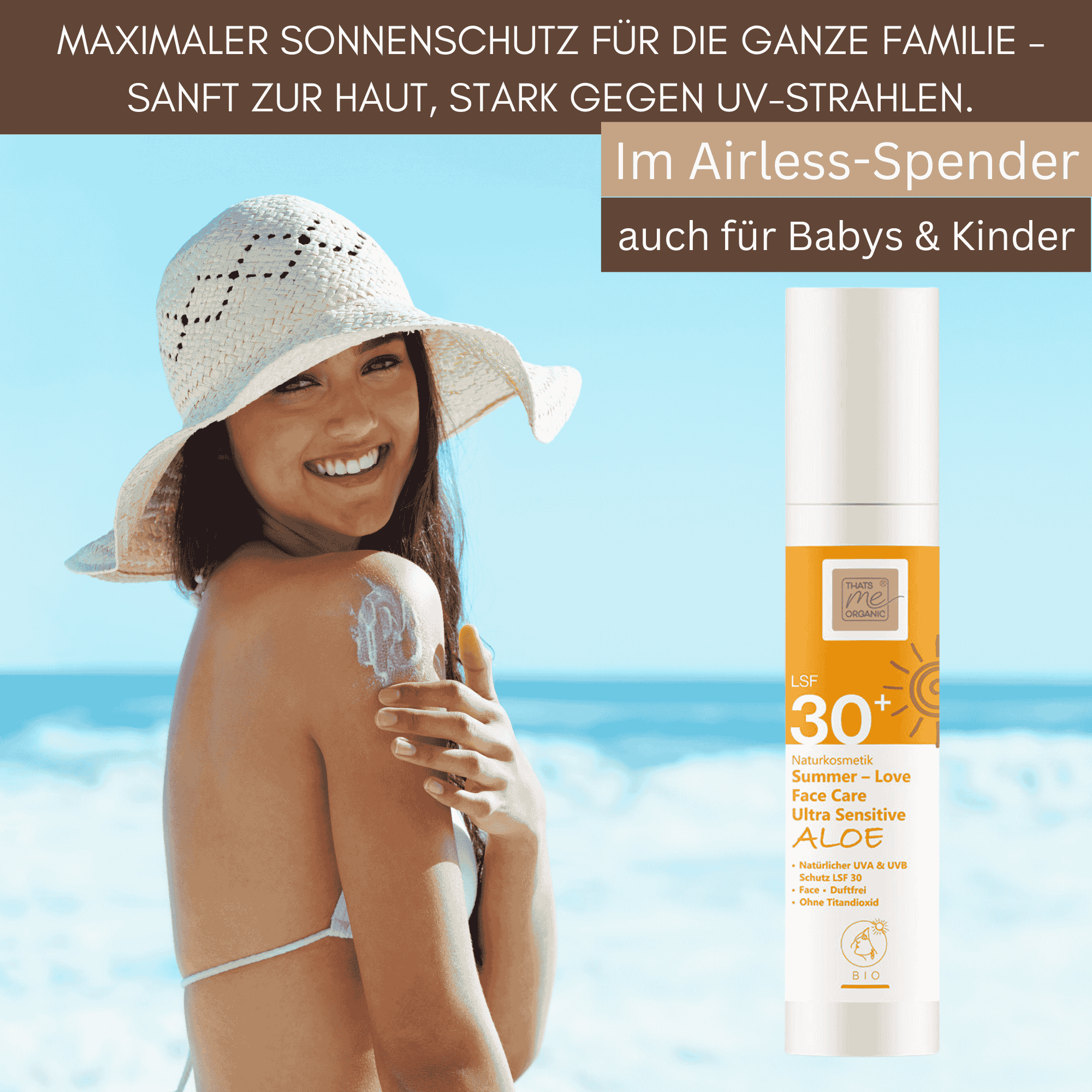 Bio-Sonnenschutz Set FACE LSF 30 & 50 + Eye & Lip Care + Gratis Mücken Roll-on